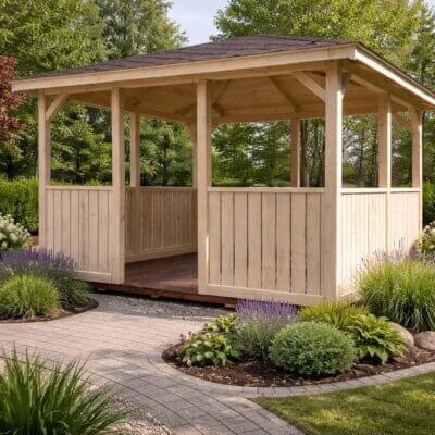 altana ogrodowa drewniana Ikaria Kempar w ogrodzie